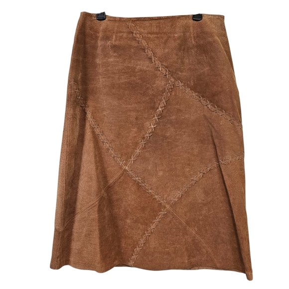 Faded Glory Dresses & Skirts - Vintage Faded Glory Y2K Leather Criss Cross Stich Skirt Southwestern Boho